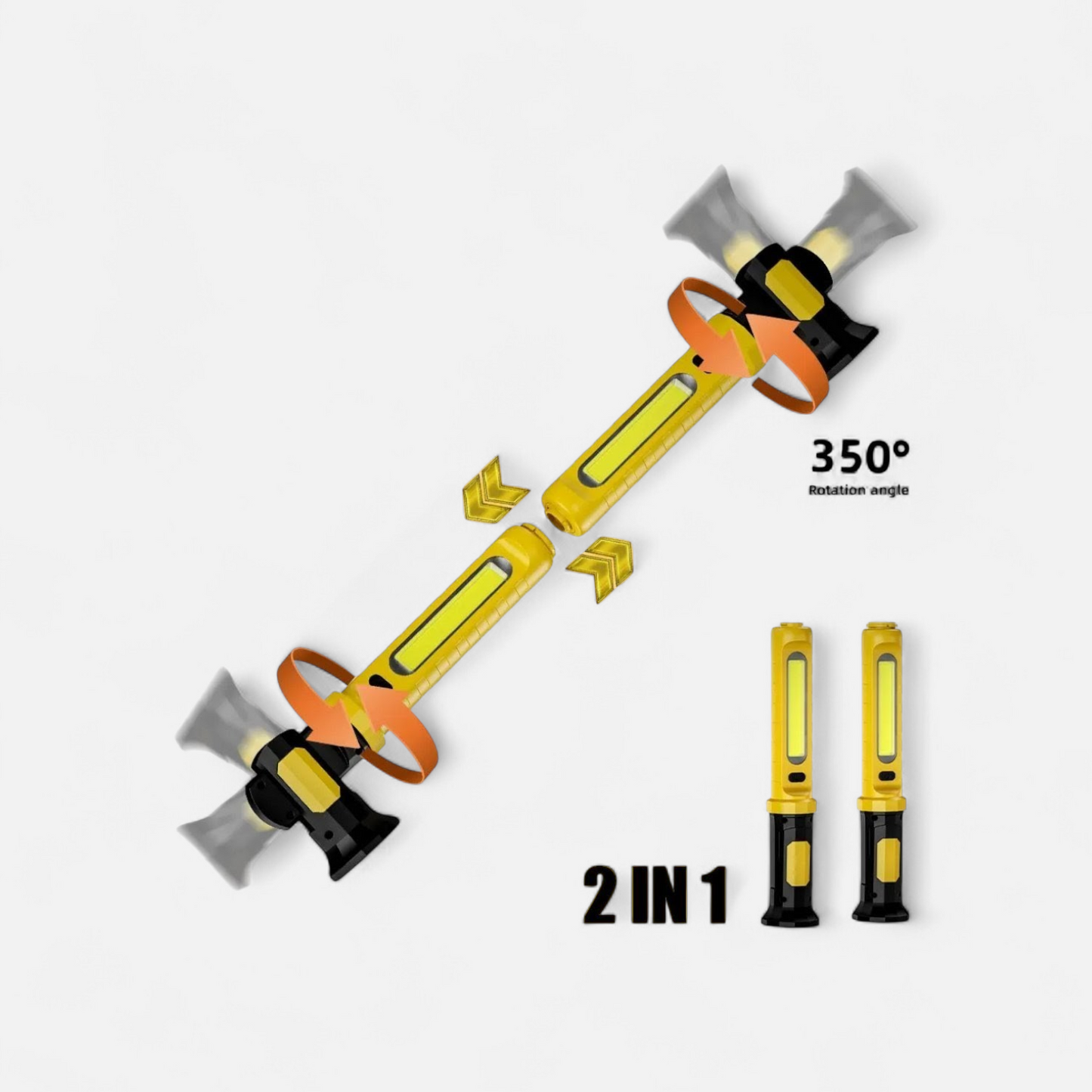 Lampe de travail LED rechargeable 2-en-1 magnétique Jaune