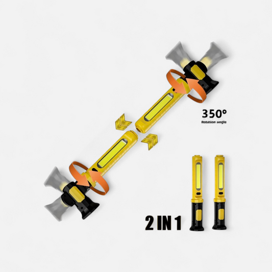 Lampe de travail LED rechargeable 2-en-1 magnétique Jaune